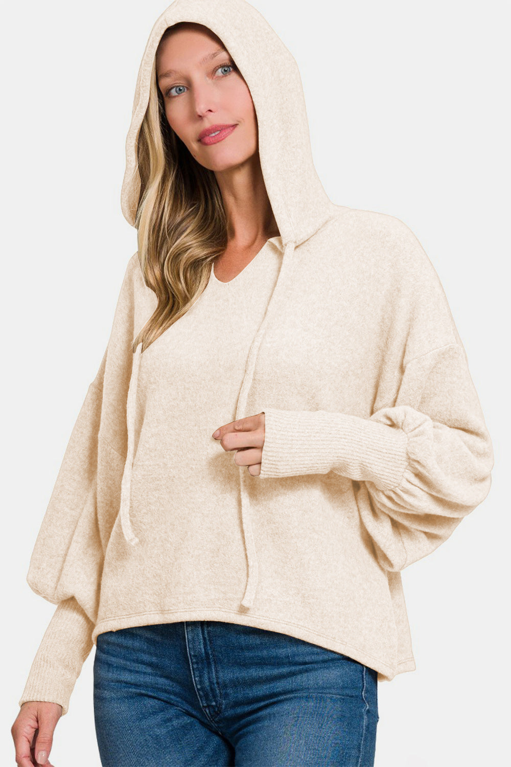 Zenana Brushed Hacci Drop Shoulder Cropped Hoodie - In Style Chics Boutique LLC