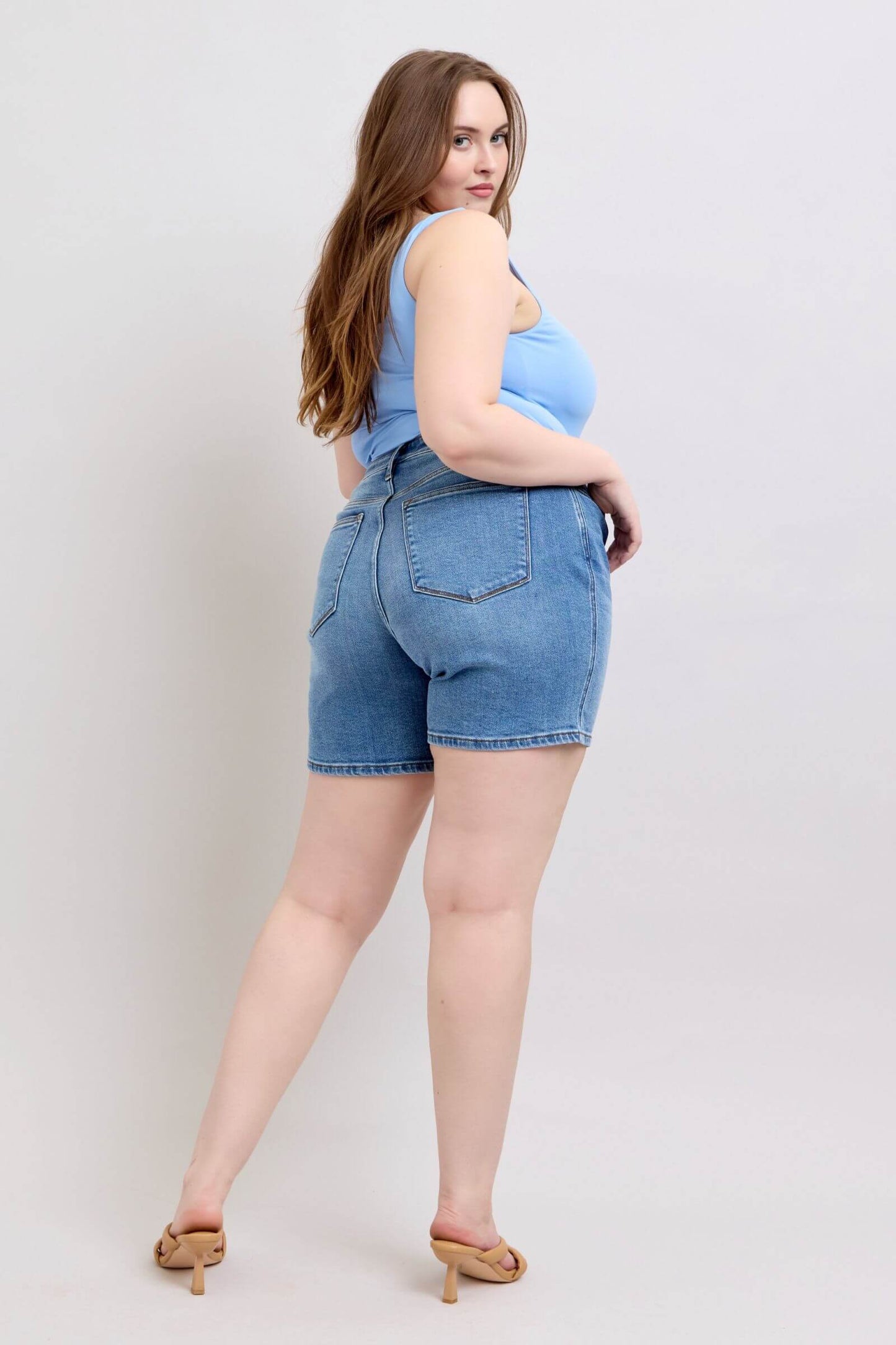 Judy Blue 2 Button Denim Shorts with Pockets - In Style Chics Boutique Women's Juniors Plus Size Apparel Online