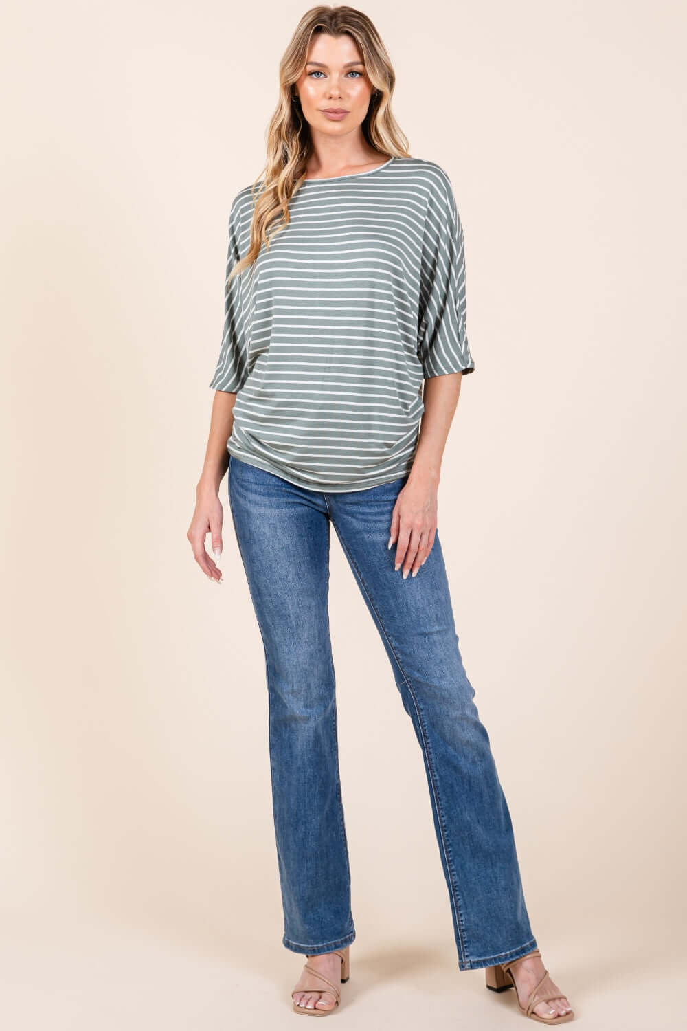 Striped Boat Neck Dolman Sleeve Top - Cute Clothes Online - In Style Chics Boutique Women's Juniors Apparel