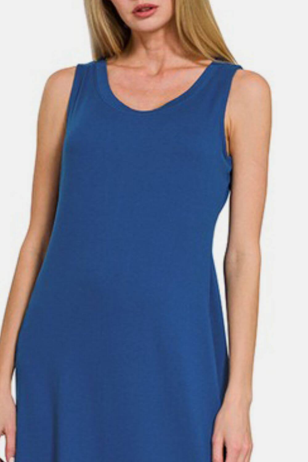 Navy Tank Dress - Scoop Neck Wide Strap - In Style Chics Boutique
