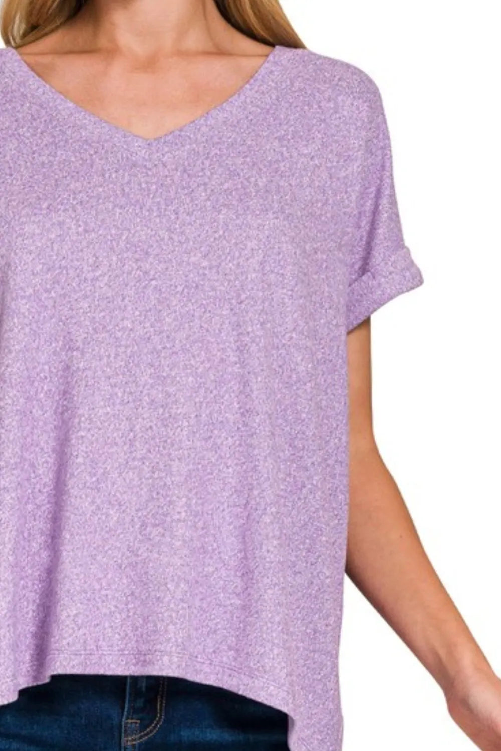 V-neck Tee in Soft Melange Hacci - In Style Chics Boutique Women's Juniors Clothes Online