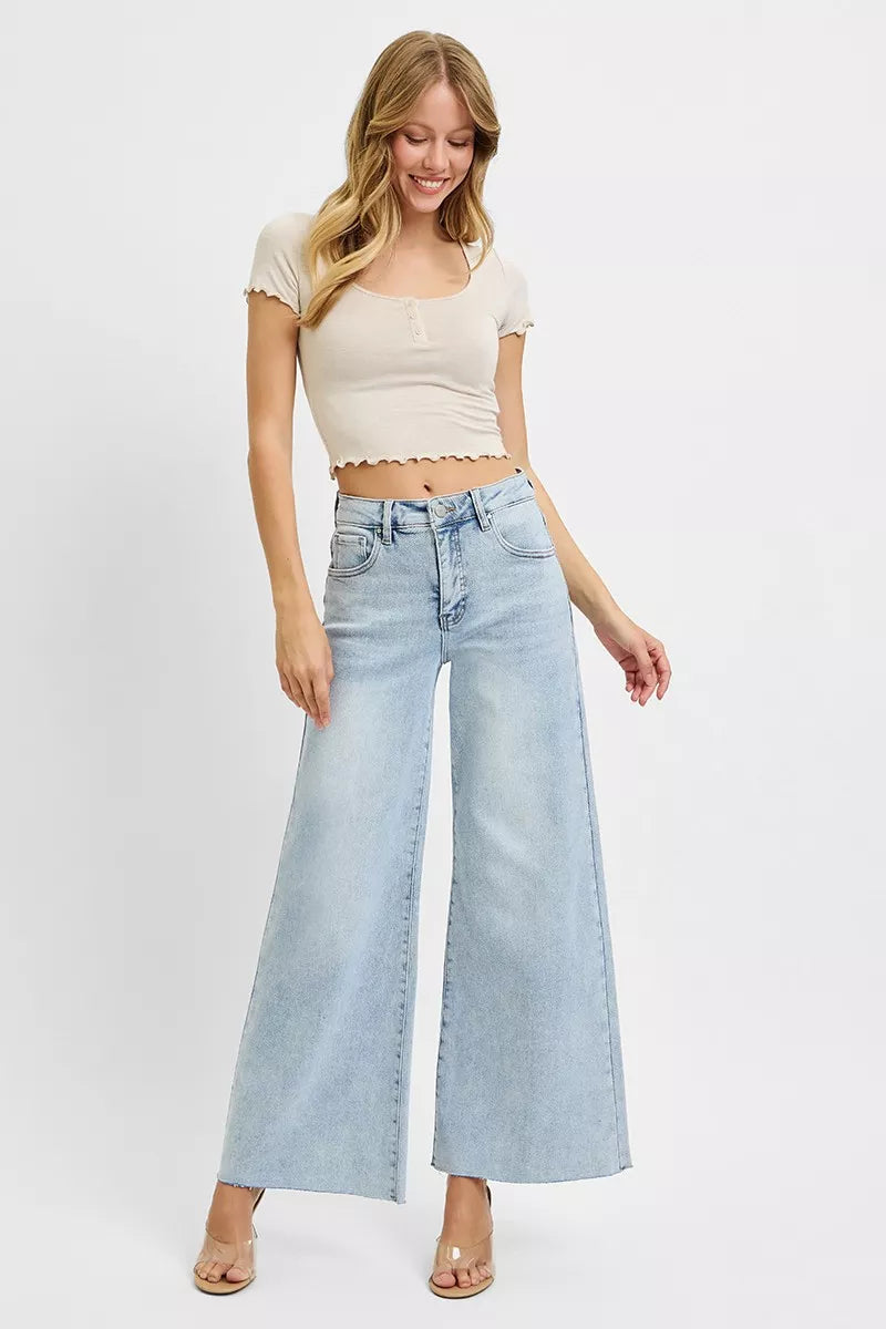 High Rise Ankle Wide Palazzo Jeans at In Style Chics Boutique Regular and Plus Size Jeans