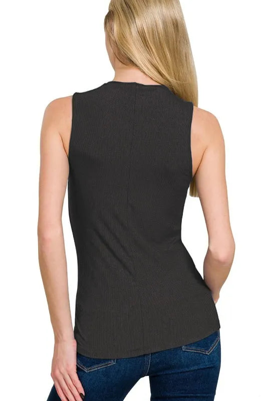Ribbed Sleeveless Mock Neck Top at In Style Chics Boutique