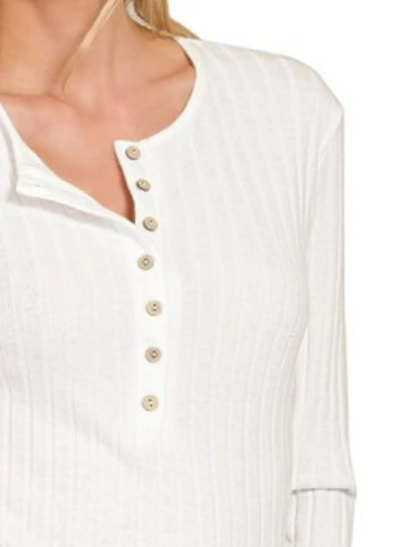 Ribbed Long Sleeve Half Button Top at In Style Chics Boutique