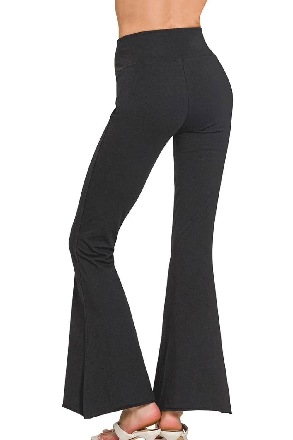 Raw Edge Hem Flare Yoga Pants at In Style Chics Boutique