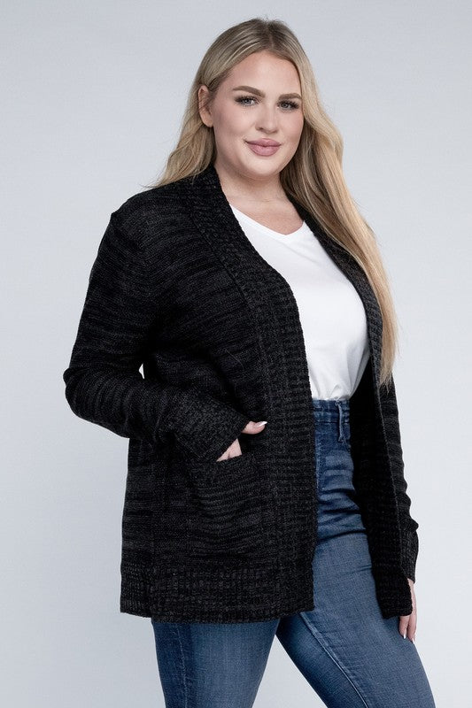 Plus Solid Open Front Cardigan - In Style Chics Boutique LLC