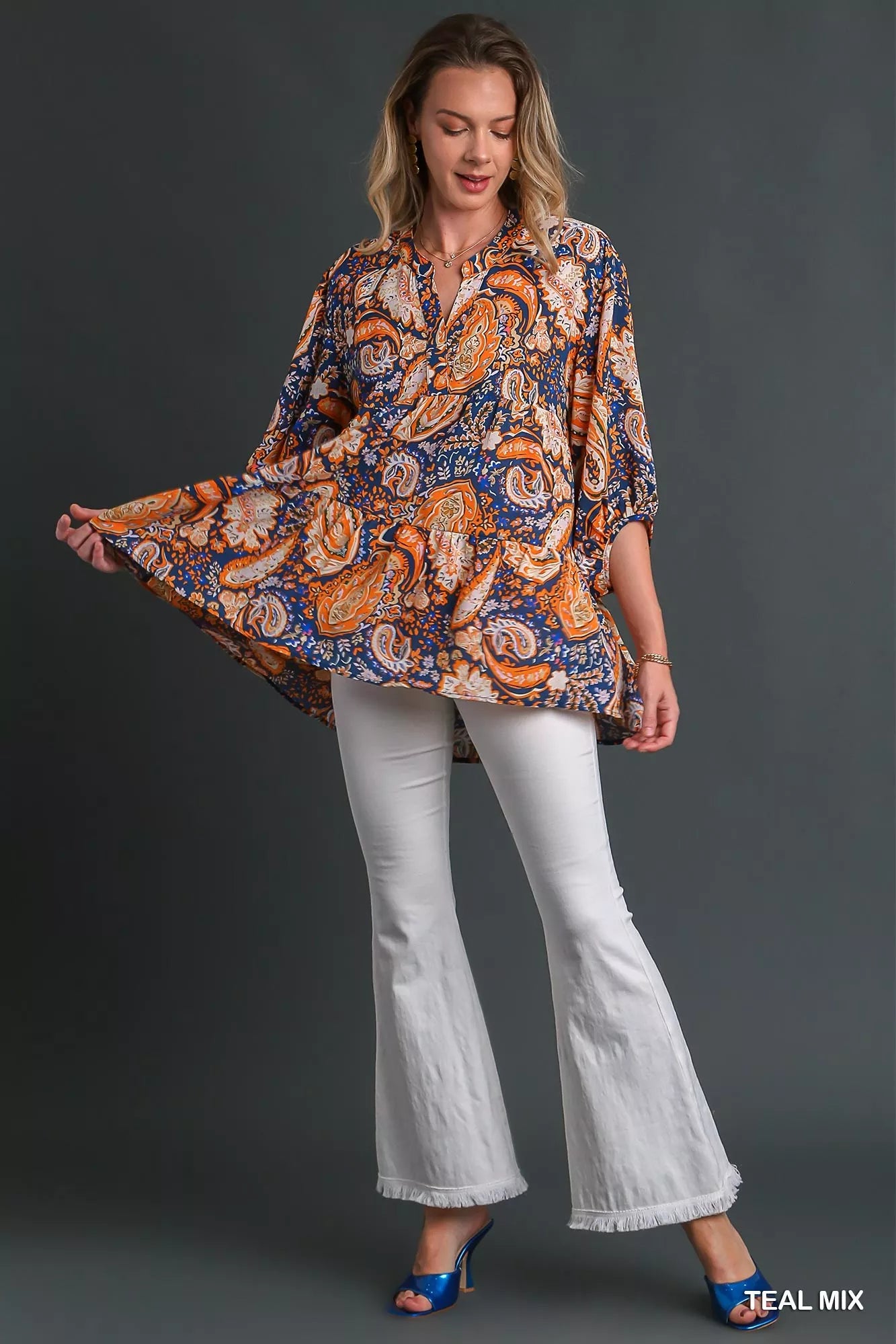 Boho Tunic Blouse Mix Paisley at In Style Chics Boutique