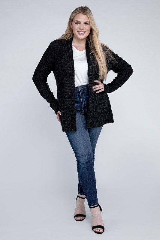 Plus Solid Open Front Cardigan - In Style Chics Boutique LLC