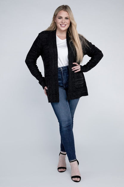 Plus Solid Open Front Cardigan - In Style Chics Boutique LLC