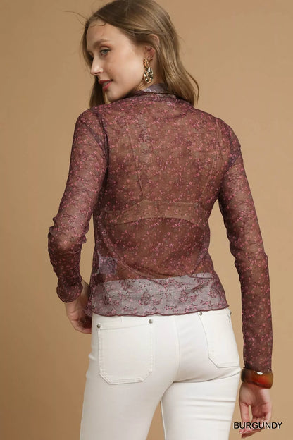 Nylon Lace Mesh Long Sleeve Top at In Style Chics Boutique 