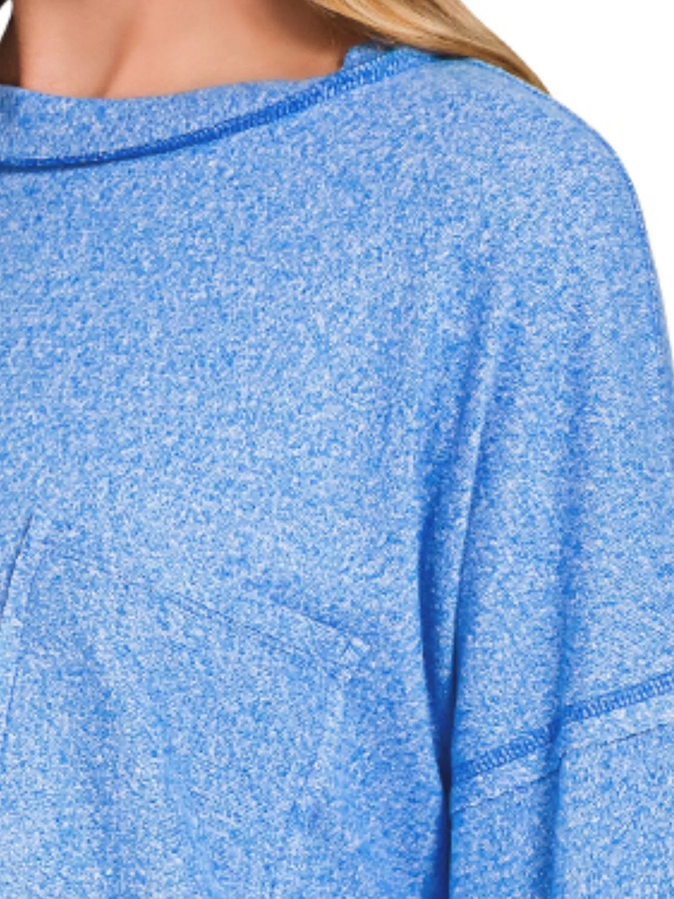 Soft Melange Hacci Round-Neck Long Sleeve T-Shirt at In Style Chics Boutique 