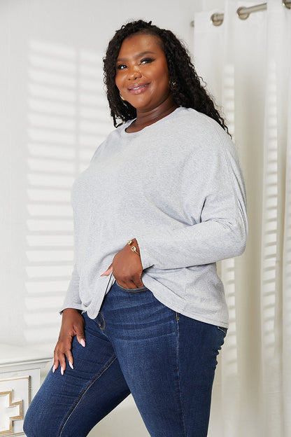 Double Take Seam Detail Round Neck Long Sleeve Top - In Style Chics Boutique LLC