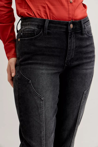 Judy Blue Mid Rise Straight Western Seam Detail Jeans at In Style Chics Boutique 