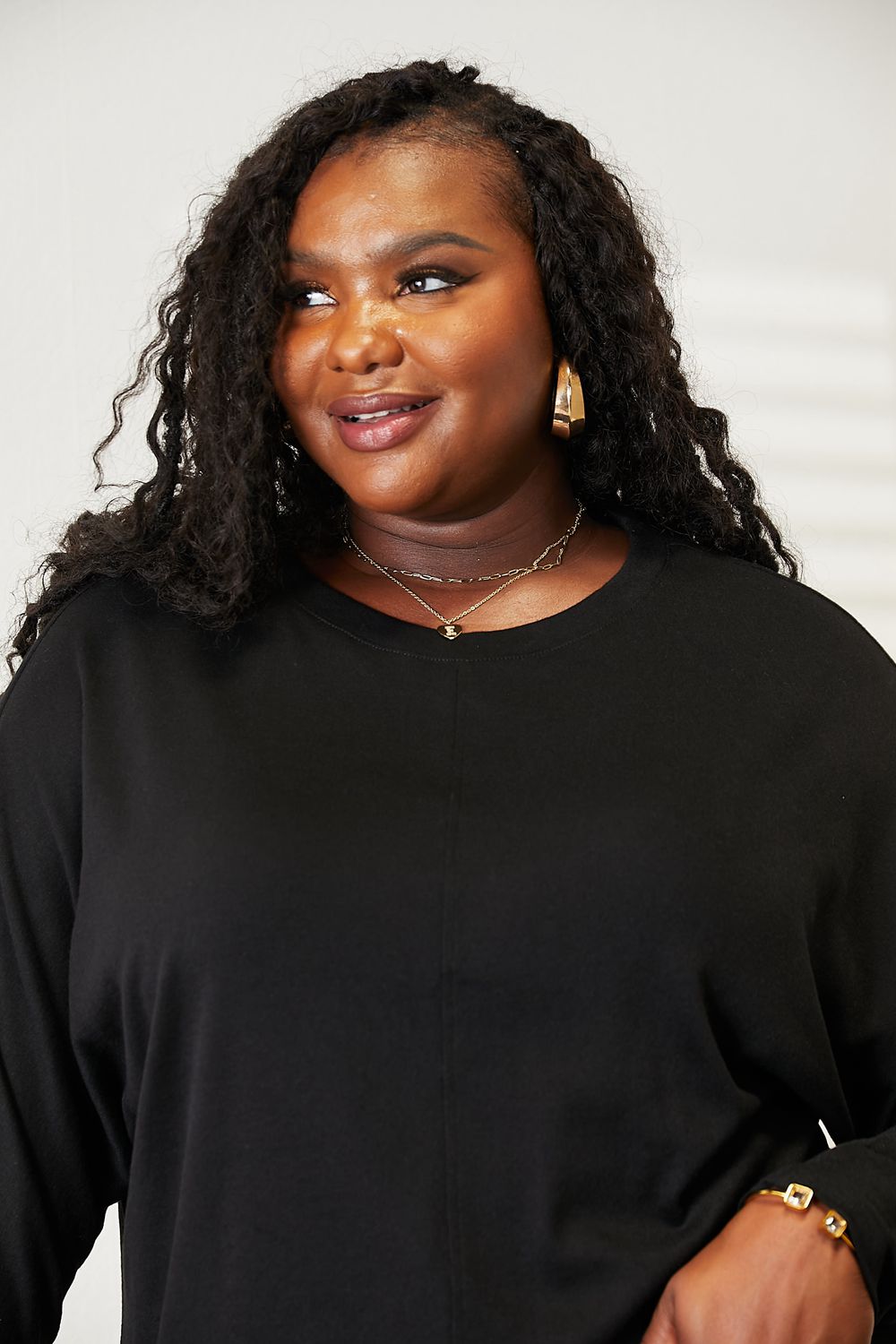 Double Take Seam Detail Round Neck Long Sleeve Top - In Style Chics Boutique LLC