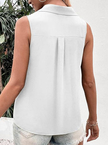 Full Size Johnny Collar Button Up Tank - More Colors! - In Style Chics Boutique LLC