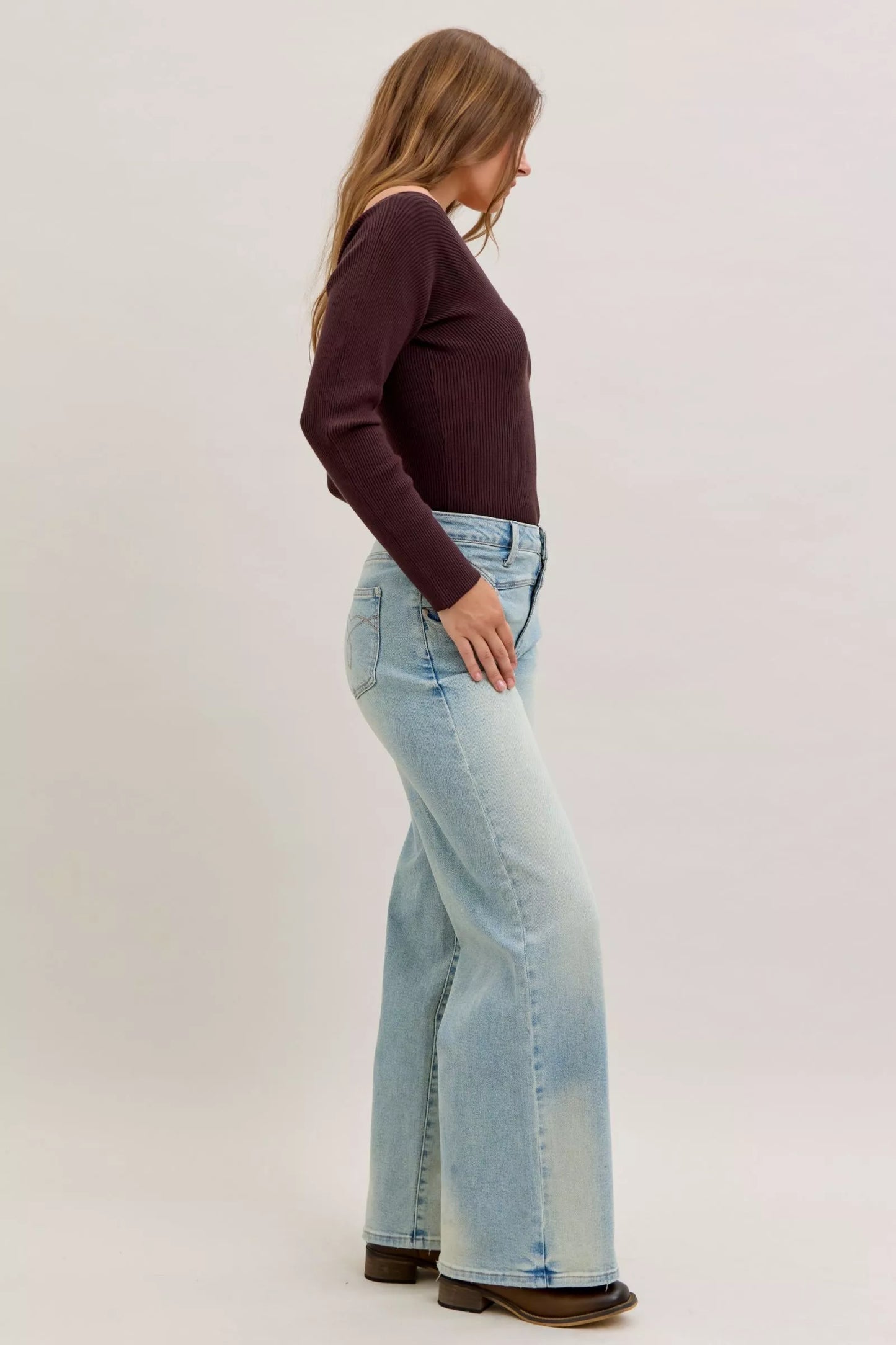 Judy Blue High Waist Column Straight Jeans – Light Wash, Comfort Stretch