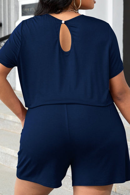 Plus Size Drawstring Waist Romper with Pockets - In Style Chics Boutique LLC