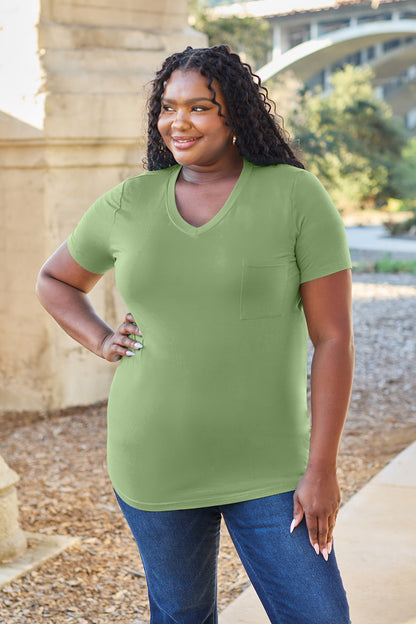 Bamboo Full Size  V-Neck Short Sleeve T-Shirt - Eco Friendly - Sensitive Skin - In Style Chics Boutique Women's Juniors Plus Size Apparel Online 