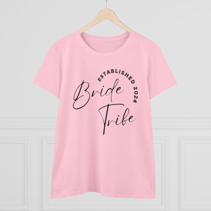 Women's Midweight Cotton Graphic Tee "Bride Tribe" - In Style Chics Boutique LLC