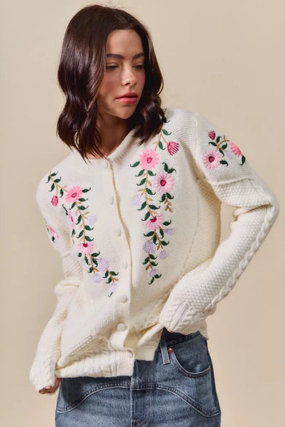 Shop this cute Floral Embroidered Coquette Sweater Cardigan by In Style Chics Boutique 🤍