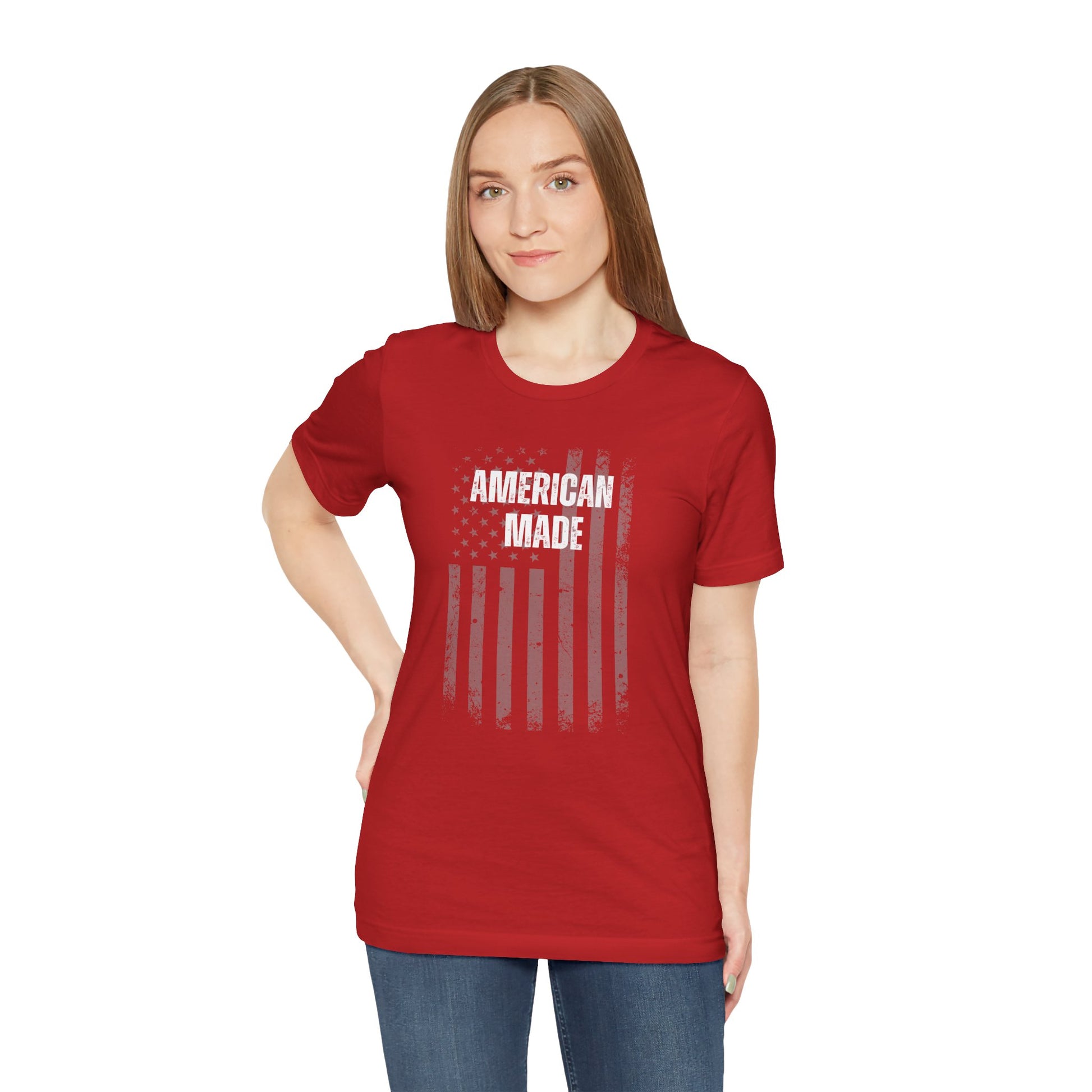 Short Sleeve Tee - 'American Made' Print with US Flag - In Style Chics Boutique  Graphic T-shirts 