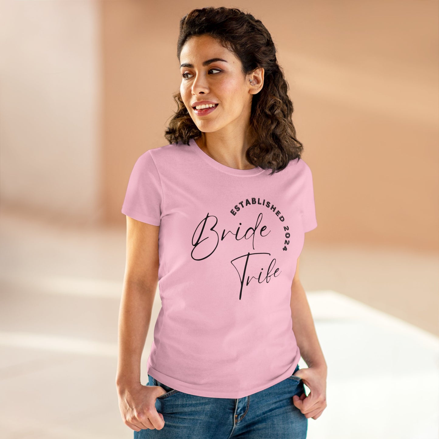Women's Midweight Cotton Graphic Tee "Bride Tribe" - In Style Chics Boutique LLC