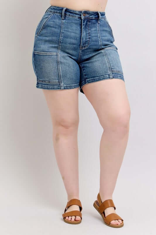 Judy Blue High Rise Denim Shorts, Jean Shorts- In Style Chics Boutique Online Clothing Women's Juniors Plus Size 