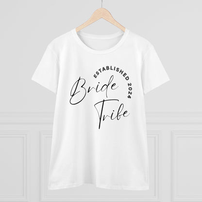Women's Midweight Cotton Graphic Tee "Bride Tribe" - In Style Chics Boutique LLC