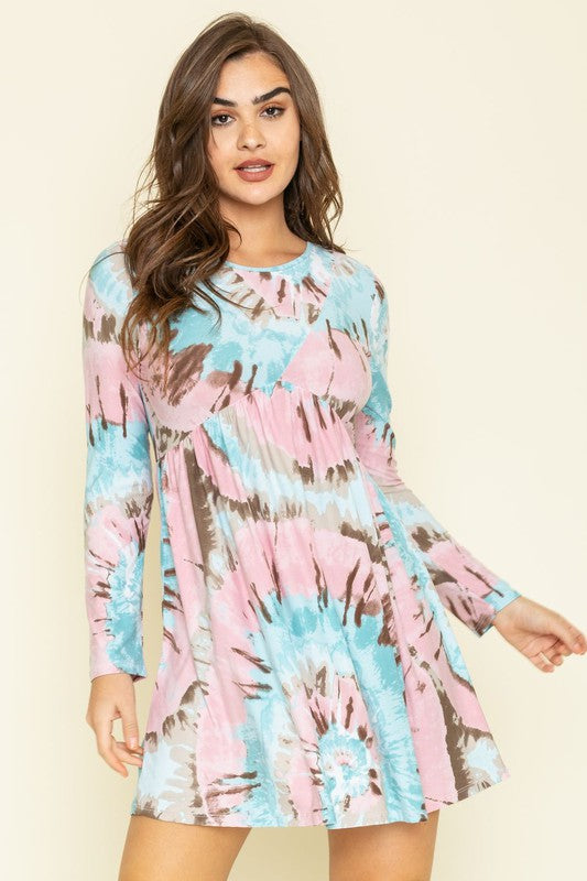 Cross Swirl Tie Dye Mini Dress - In Style Chics Boutique LLC