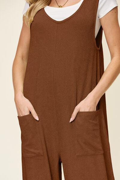Textured Sleeveless Wide Leg Jumpsuit - In Style Chics Boutique Cute Clothes Online 