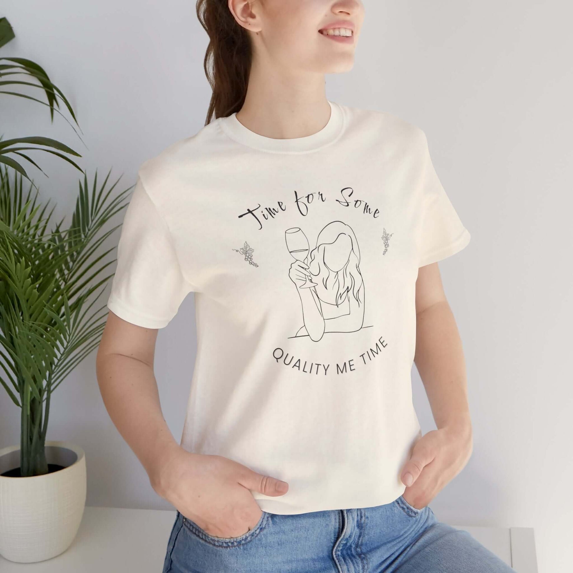 T-Shirt 'Quality Me Time' Short Sleeve Tee - Wine Lovers Tee - Cute Graphic T-shirts - Obsession Expressions by In Style Chics Boutique 