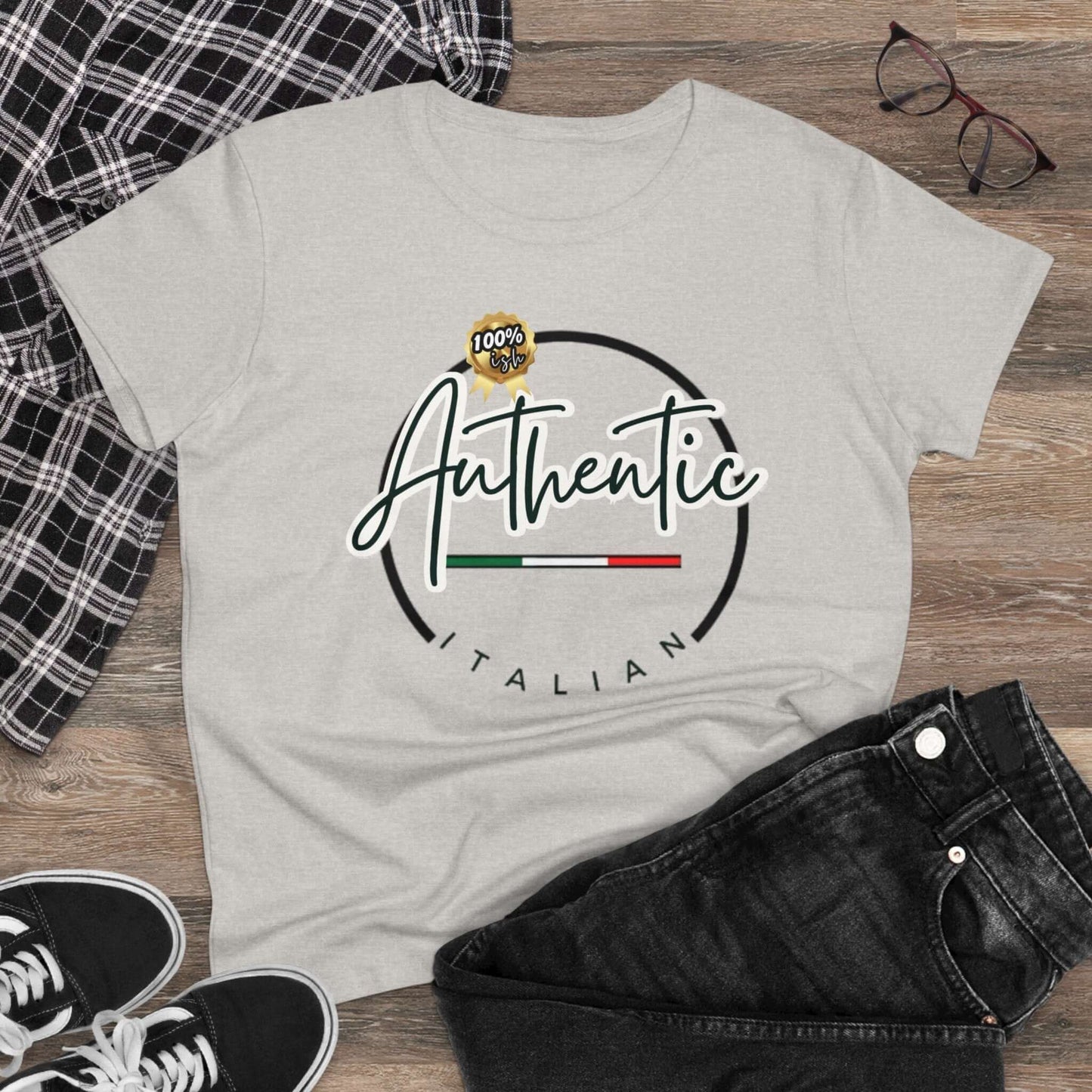 Women's Midweight Cotton Graphic Tee "100% ish Authentic Italian" - In Style Chics Boutique LLC