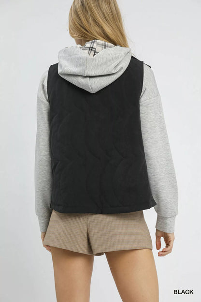 Quilted Embroidered Black Vest at In Style Chics Boutique 