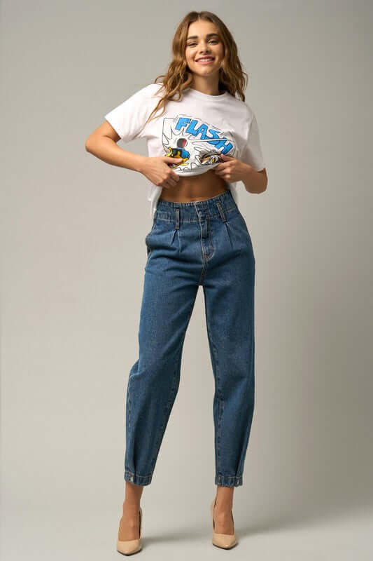 WOMEN'S HIGH RISE BALLOON JEANS - In Style Chics Boutique Women's Juniors Apparel Online 