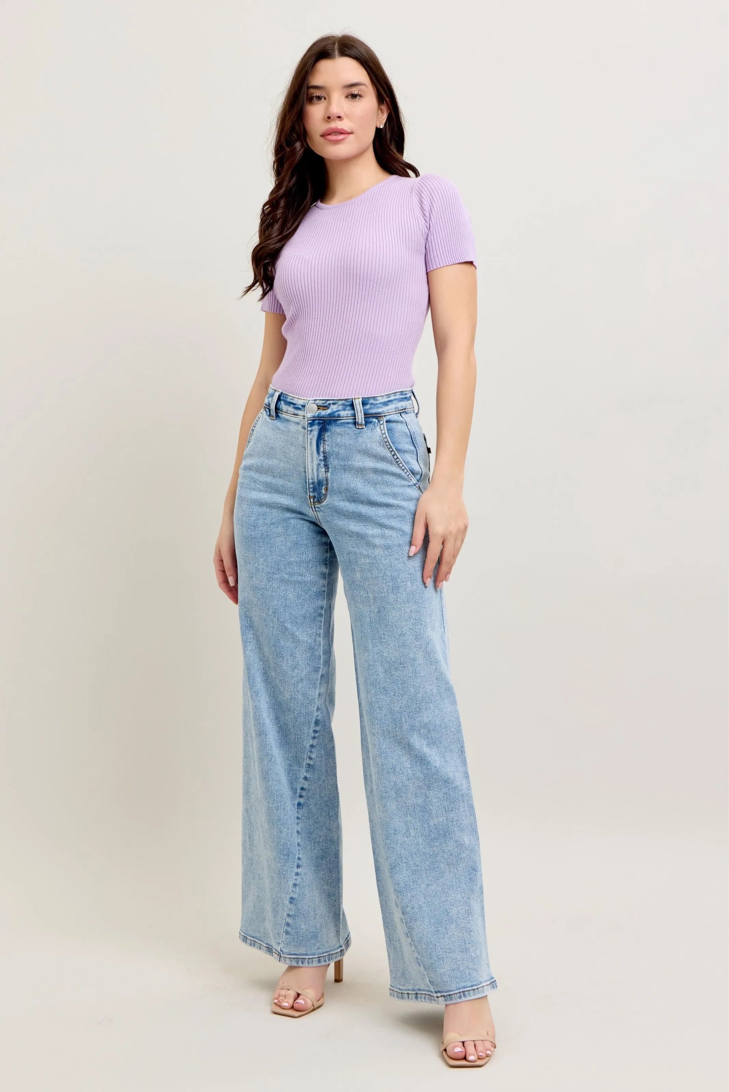 Judy Blue Wide Leg Jeans, High Waist with Skewed Inseam - Best Women's Jeans - In Style Chics Boutique 