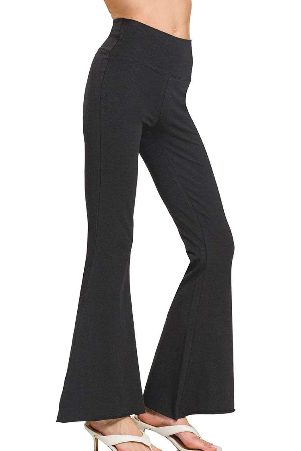 Raw Edge Hem Flare Yoga Pants at In Style Chics Boutique 