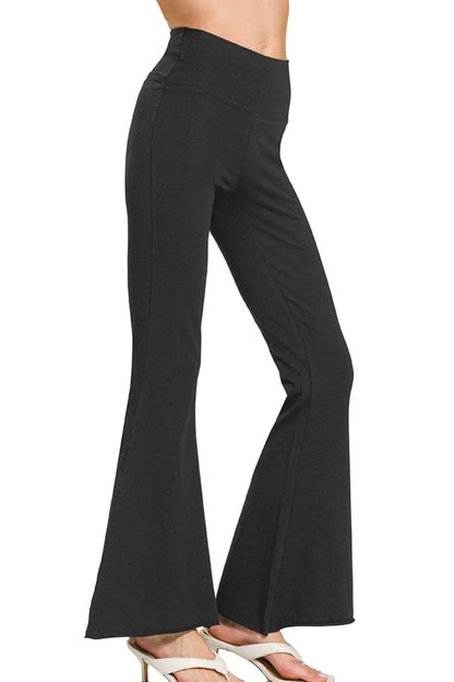 Raw Edge Hem Flare Yoga Pants at In Style Chics Boutique 
