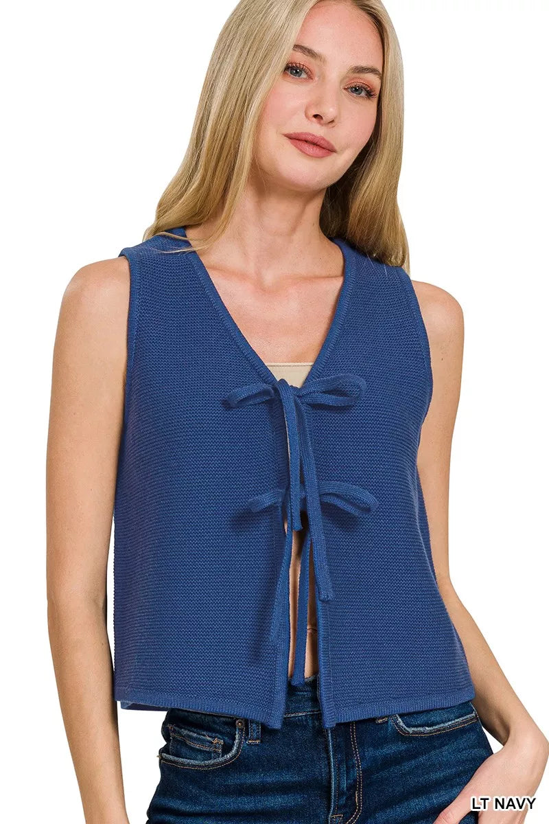 Tie Front Sweater Vest at In Style Chics Boutique 