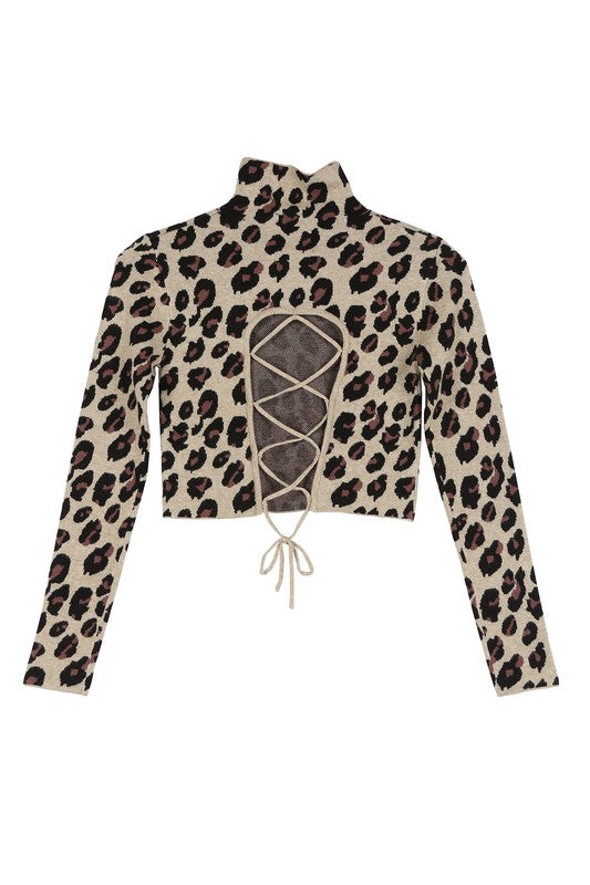 Mock neck lace-up open back top - In Style Chics Boutique LLC