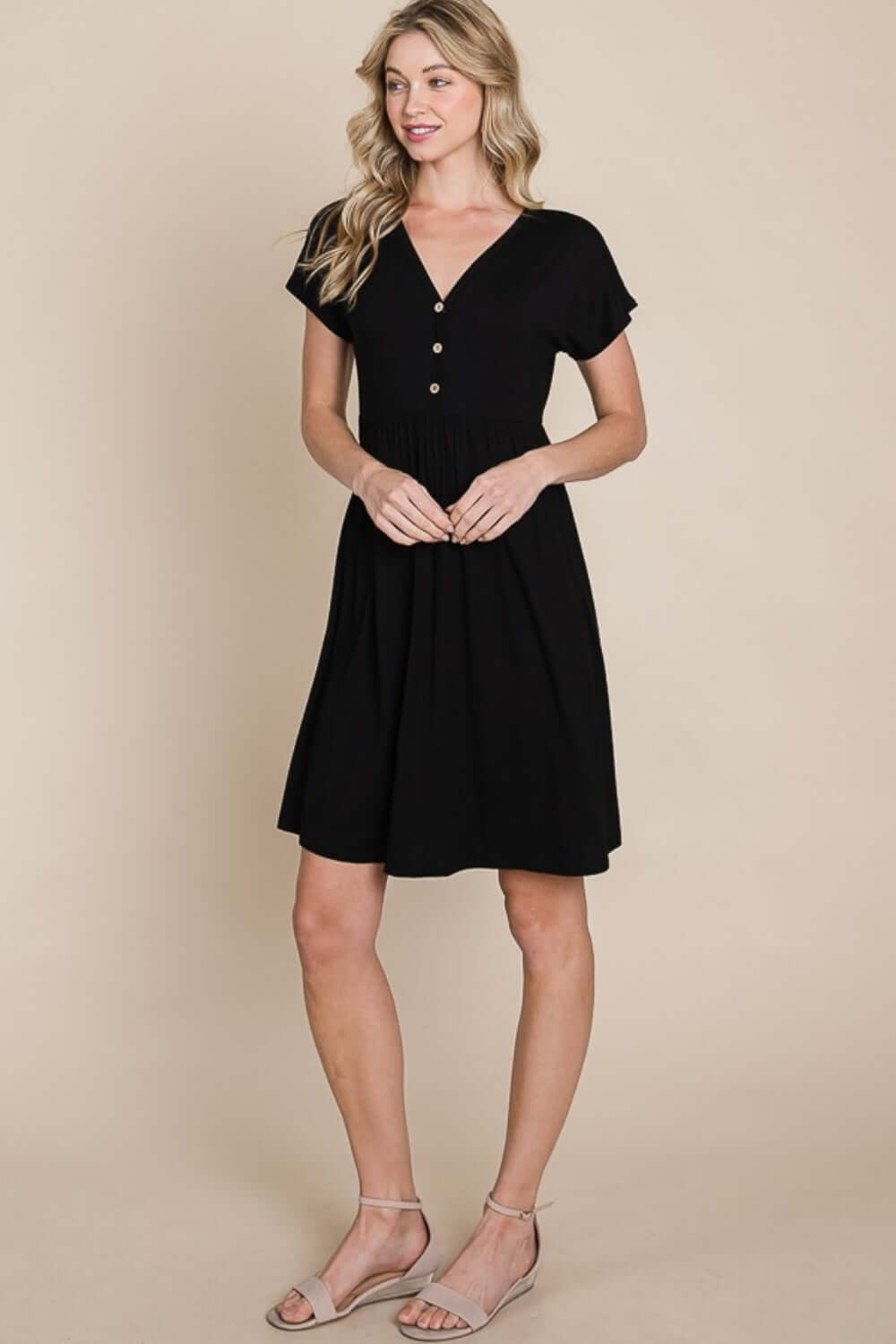 V-Neck Short Sleeve Dress - In Style Chics Boutique Women's Juniors Cute Clothes Online 