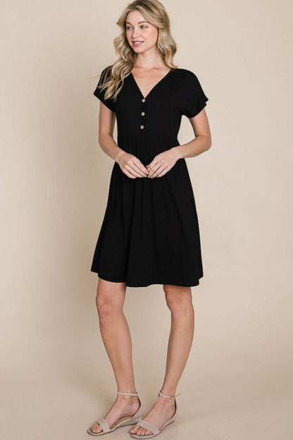 V-Neck Short Sleeve Dress - In Style Chics Boutique Women's Juniors Cute Clothes Online 