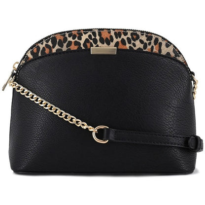 Leopard Accent Small Dome Crossbody Bag - In Style Chics Boutique LLC