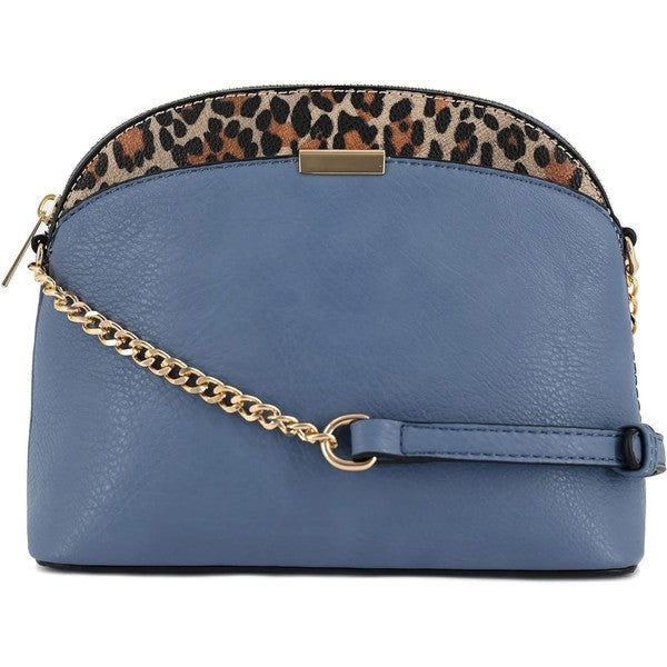 Leopard Accent Small Dome Crossbody Bag - In Style Chics Boutique LLC