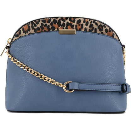 Leopard Accent Small Dome Crossbody Bag - In Style Chics Boutique LLC