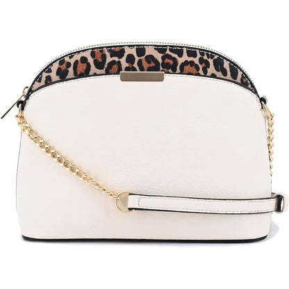 Leopard Accent Small Dome Crossbody Bag - In Style Chics Boutique LLC