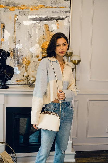 Leopard Accent Small Dome Crossbody Bag - In Style Chics Boutique LLC