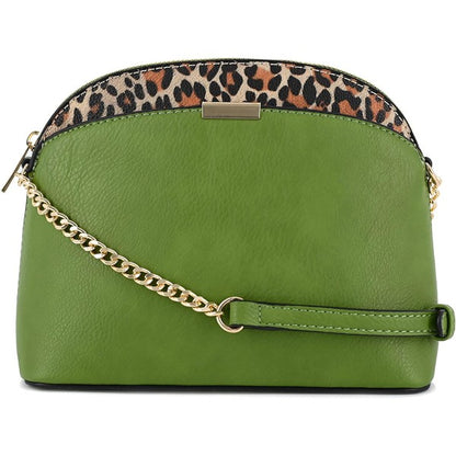 Leopard Accent Small Dome Crossbody Bag - In Style Chics Boutique LLC