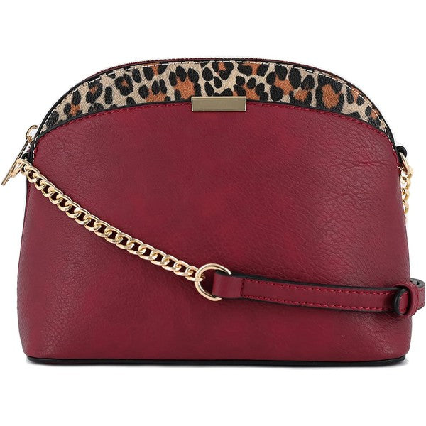 Leopard Accent Small Dome Crossbody Bag - In Style Chics Boutique LLC