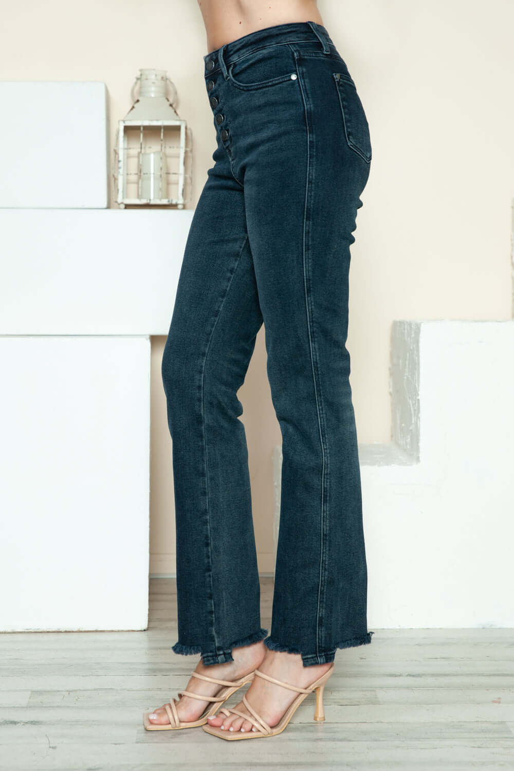 Judy Blue Full Size Button Fly Hem Destroy Straight Jeans - In Style Chics Boutique LLC