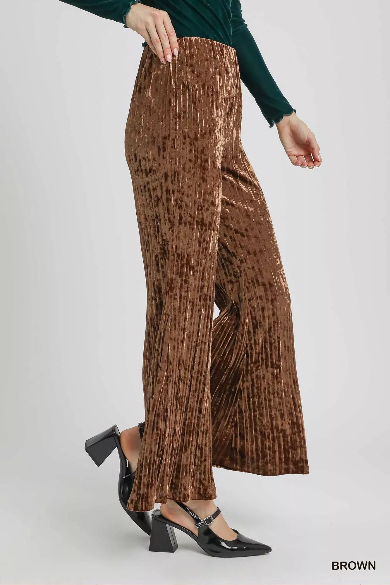 Velvet Pleated Wide Leg Pants at In Style Chics Boutique Cute Fall Fashion and Style 